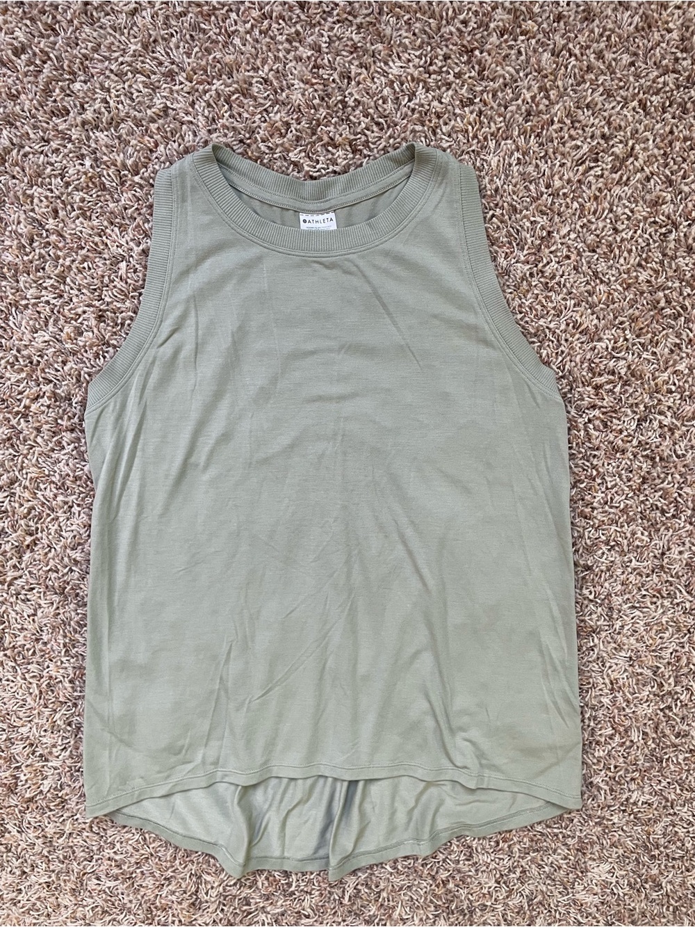 Athleta Light Grey Crewneck High Low Tank Top Soft Lightweight Women Size S Yoga
